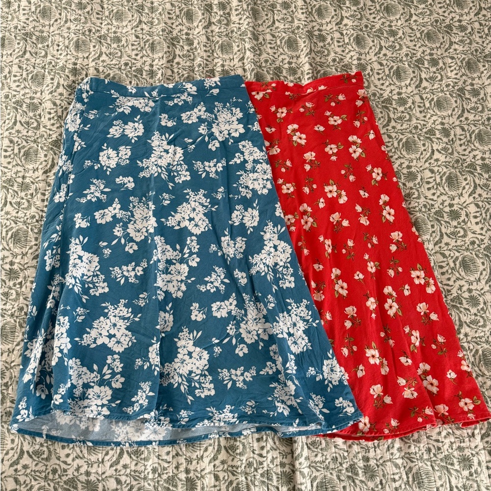 Old Navy Floral Skirts in Blue and Red